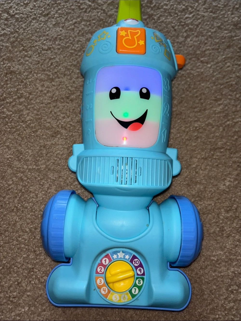 Fisher-Price Light Blue and Lime Interactive Learning Vacuum Toy